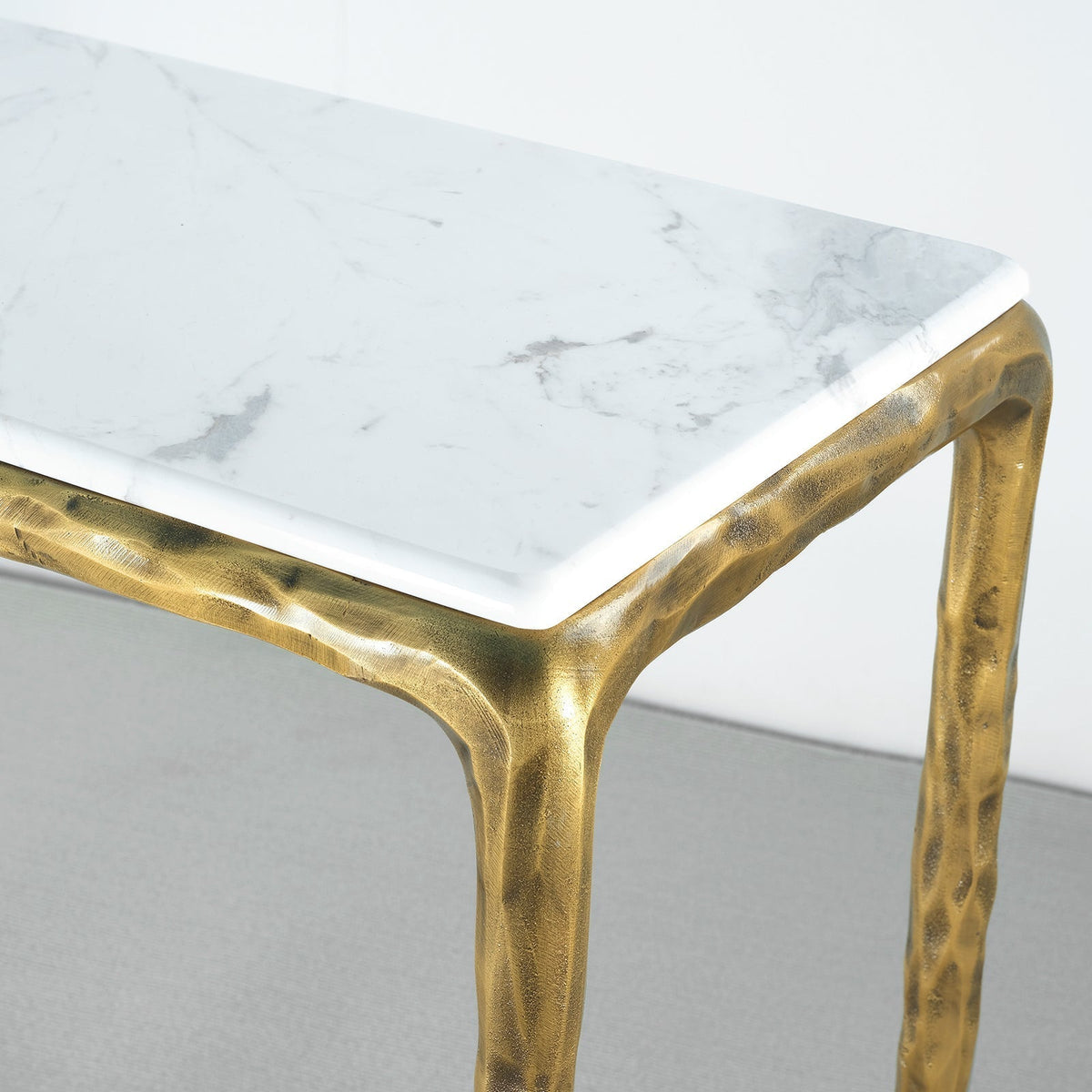 Thaddeus Forged Iron Rectangle Marble Console Table 60" 72" - Lamp Modern