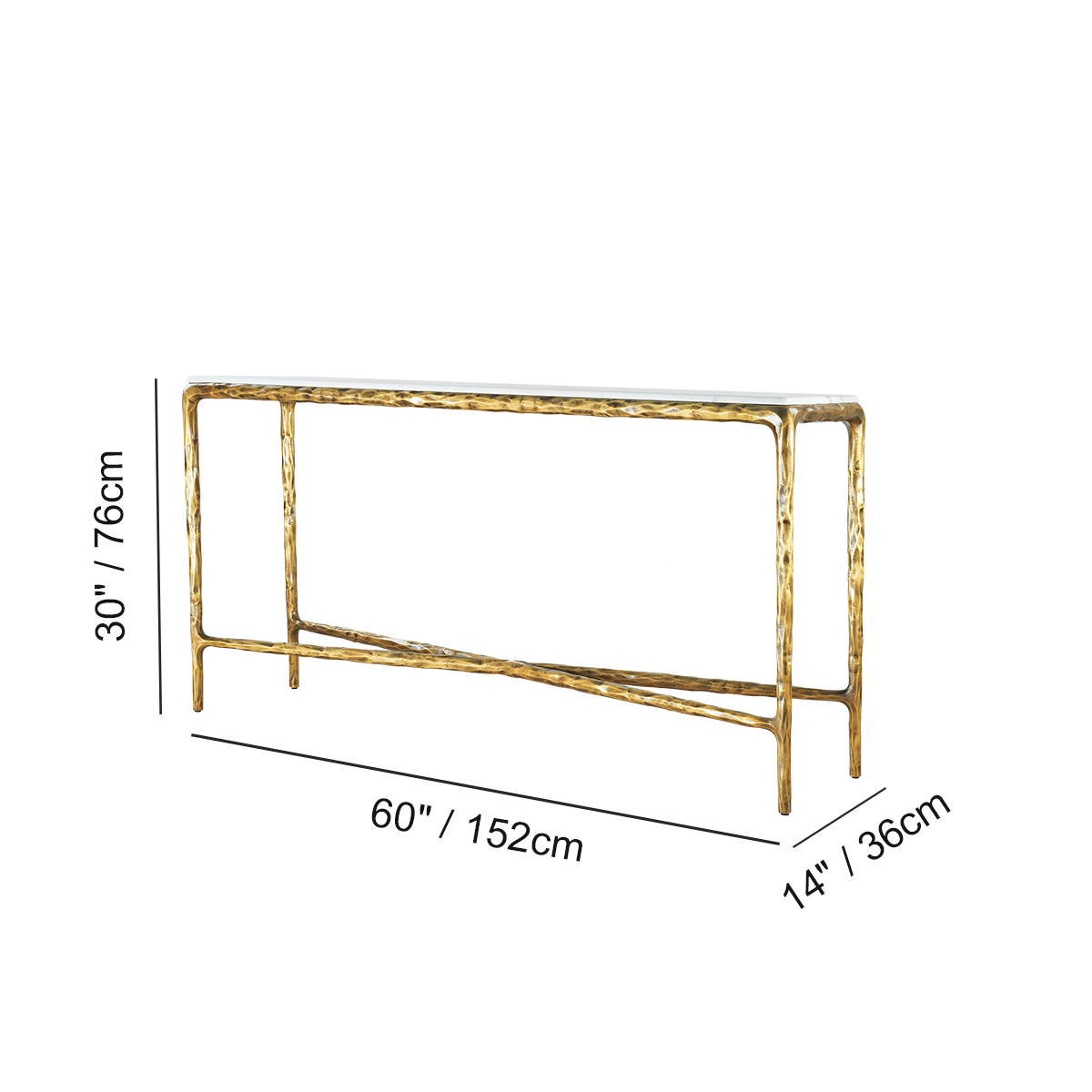Thaddeus Forged Iron Rectangle Marble Console Table 60" 72" - Lamp Modern