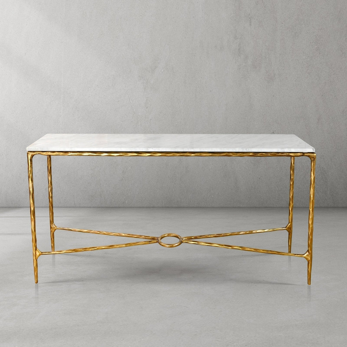 Thaddeus Forged Iron Rectangle Marble Console Table 60" 72" - Lamp Modern