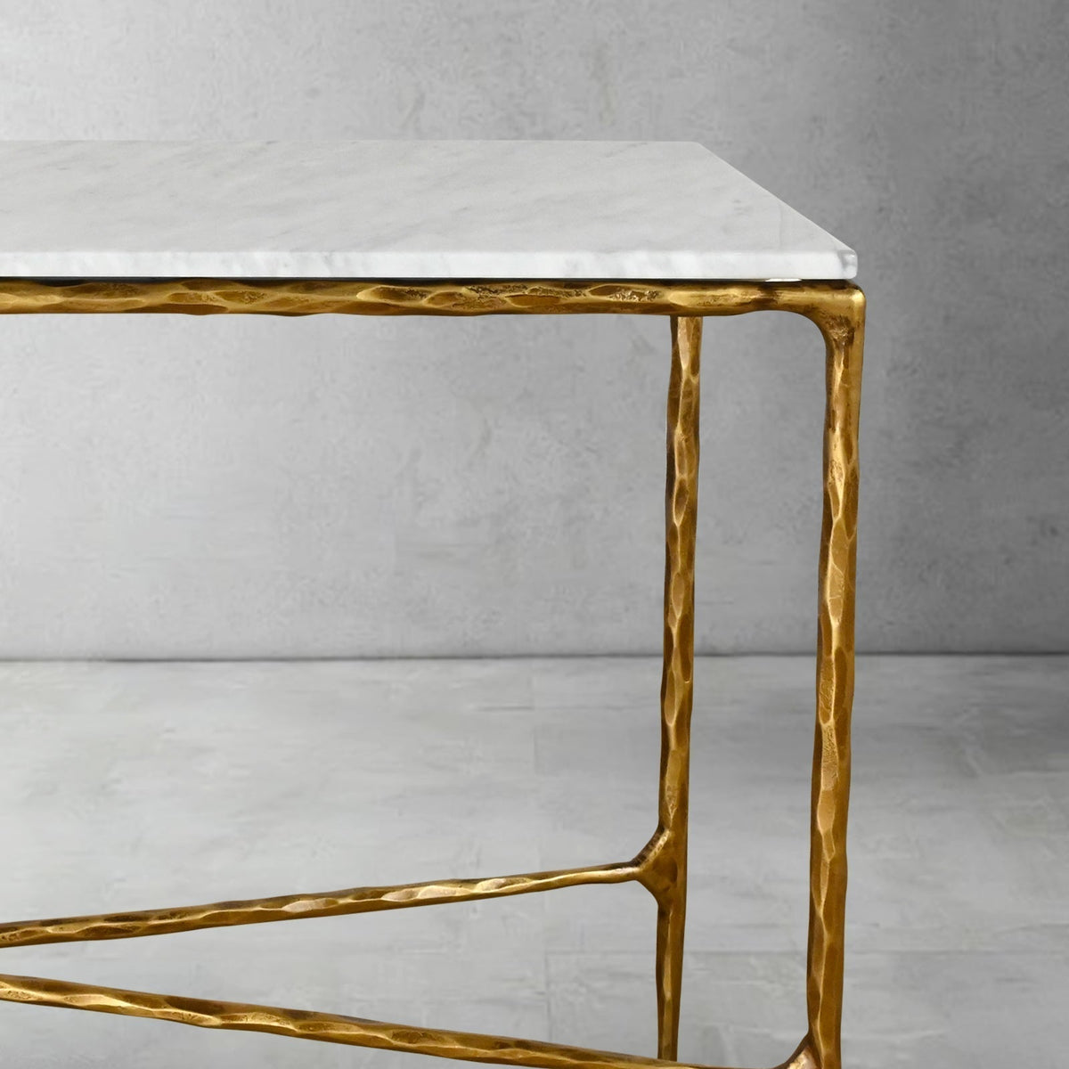 Thaddeus Forged Iron Rectangle Marble Console Table 60" 72" - Lamp Modern