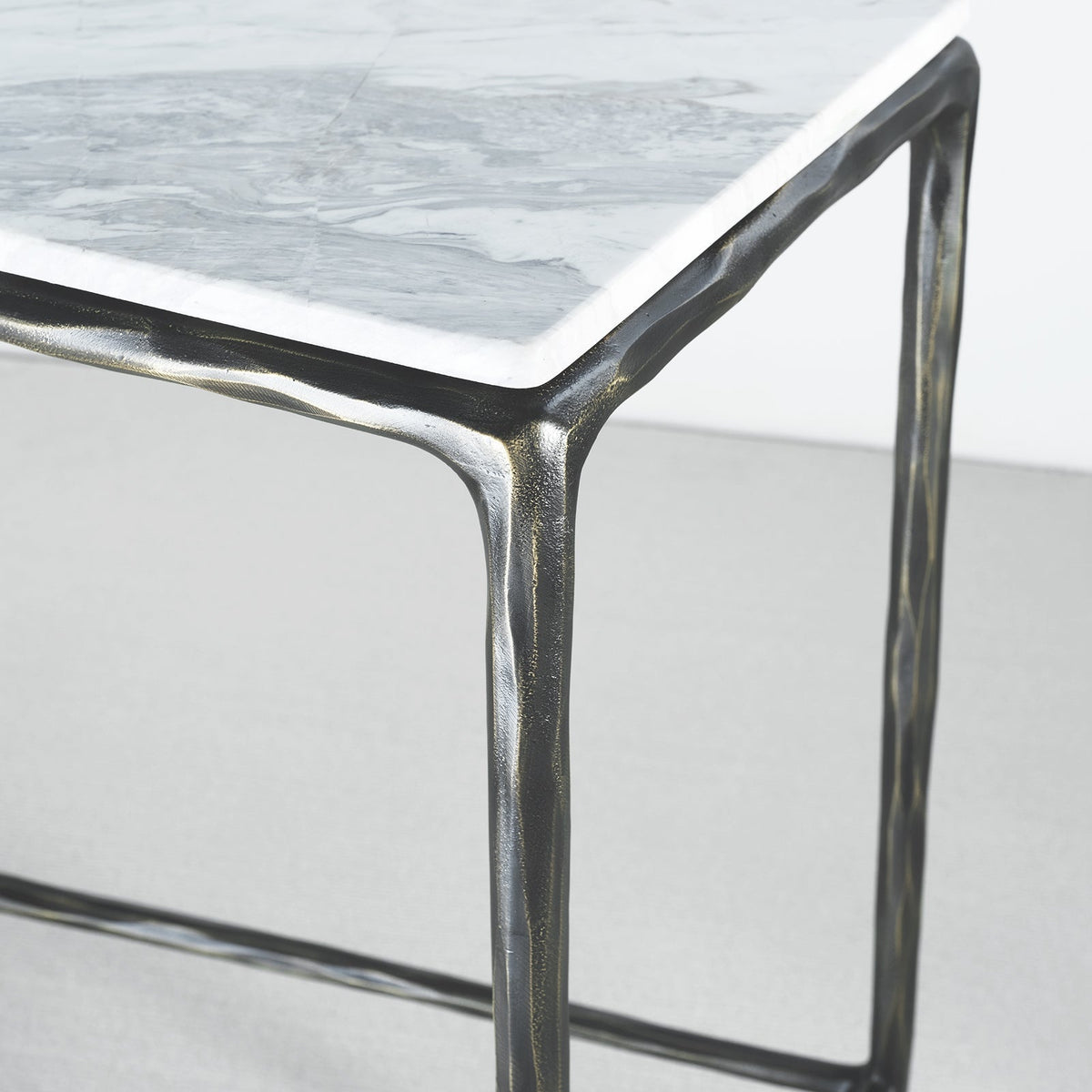 Thaddeus Forged Iron Rectangle Marble Console Table 60" 72" - Lamp Modern
