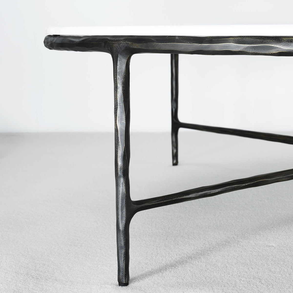 Thaddeus Forged Iron Marble Round Coffee Table 36" 55" - Lamp Modern