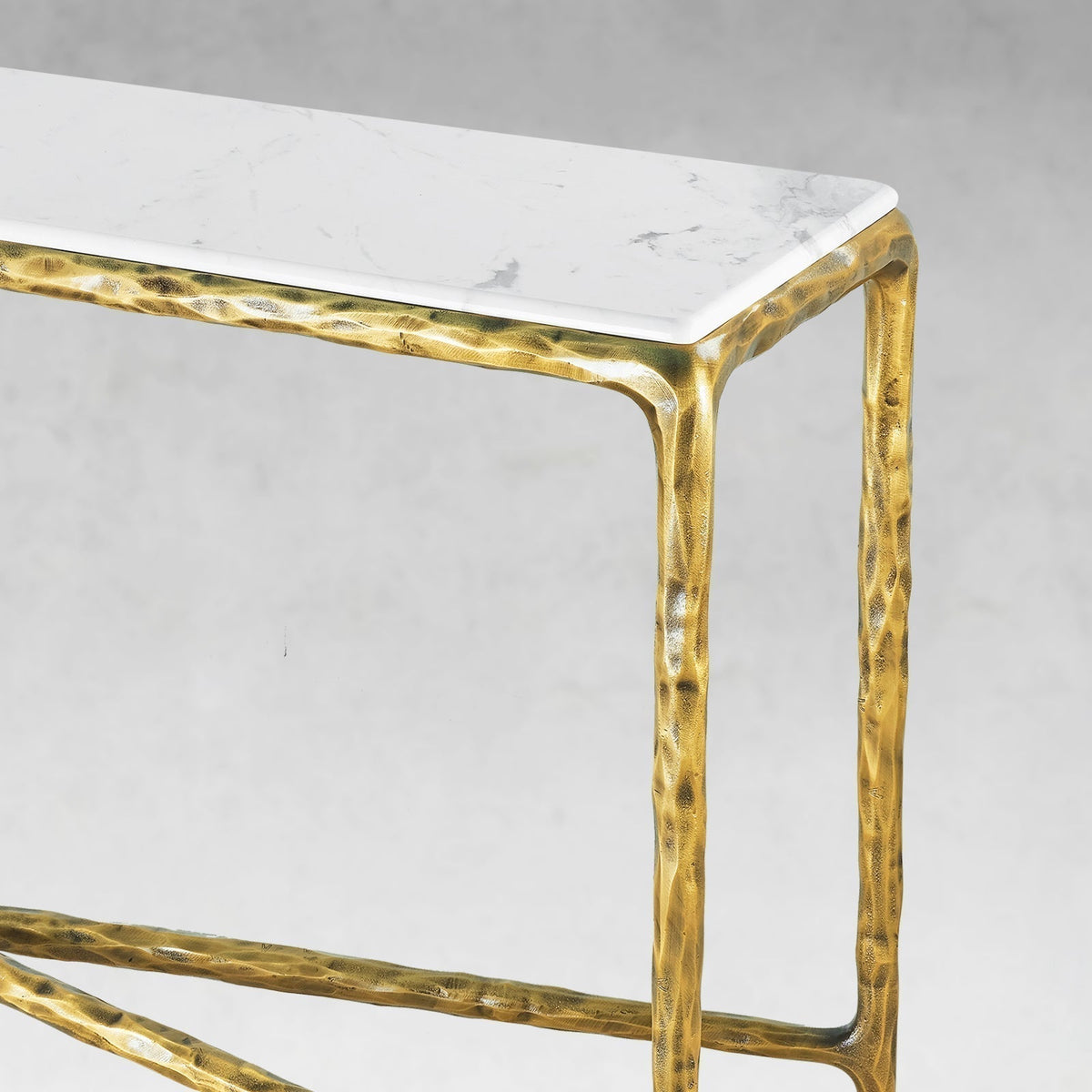 Thaddeus Forged Iron Rectangle Marble Console Table 60" 72" - Lamp Modern