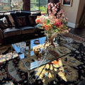 Thaddeus Forged Iron Square Glass Coffee Table - Lamp Modern