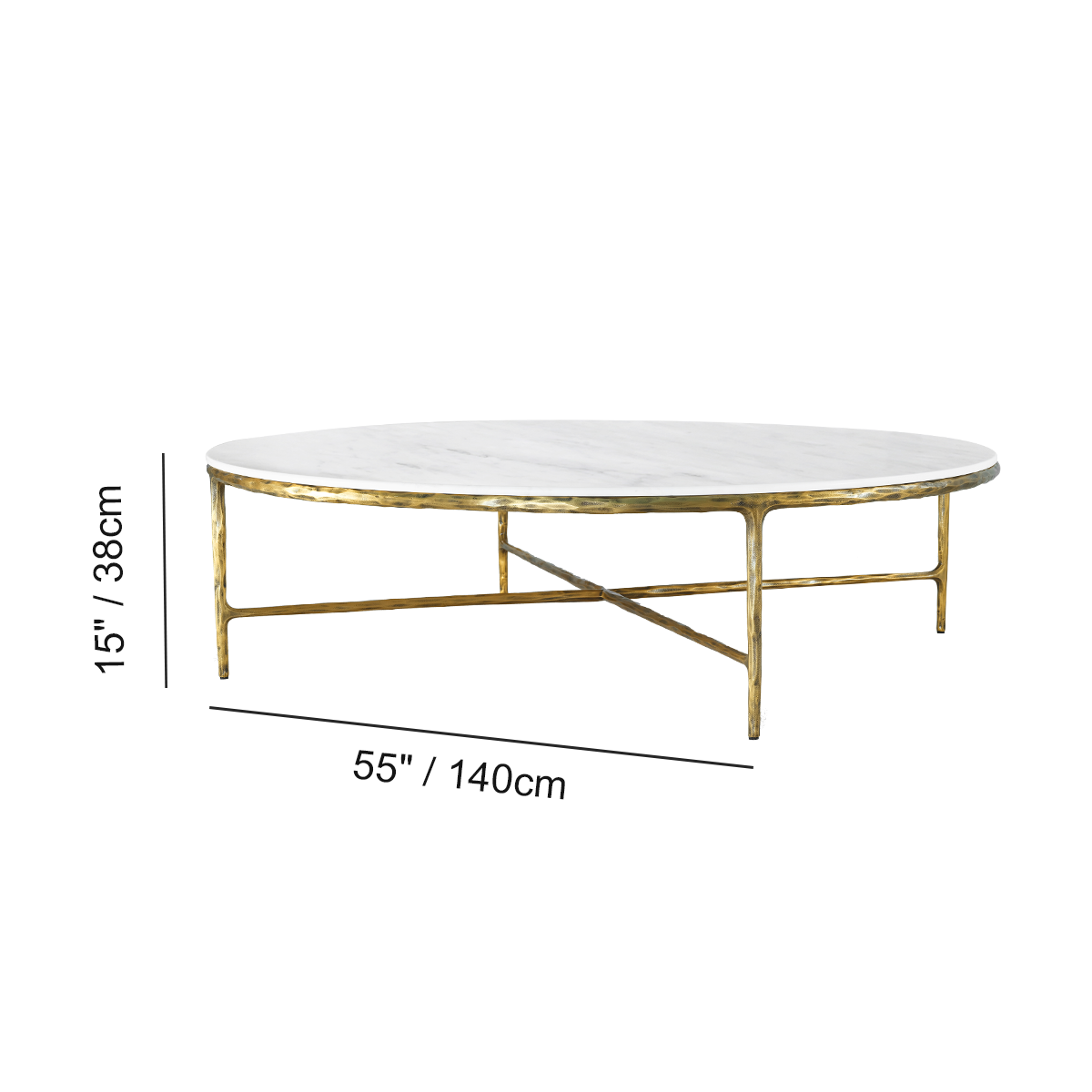 Thaddeus Forged Iron Marble Round Coffee Table 36" 55" - Lamp Modern