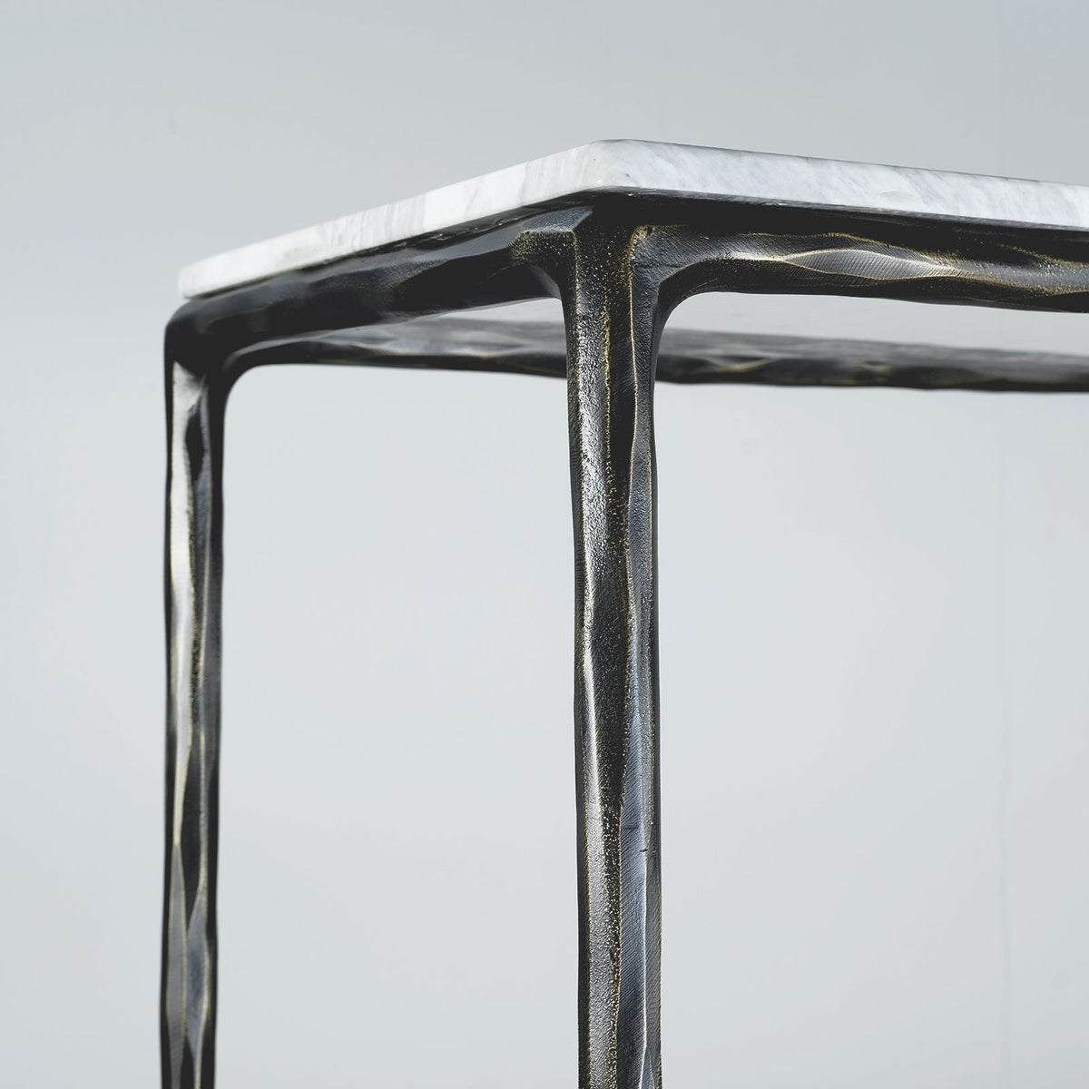 Thaddeus Forged Iron Rectangle Marble Console Table 60" 72" - Lamp Modern