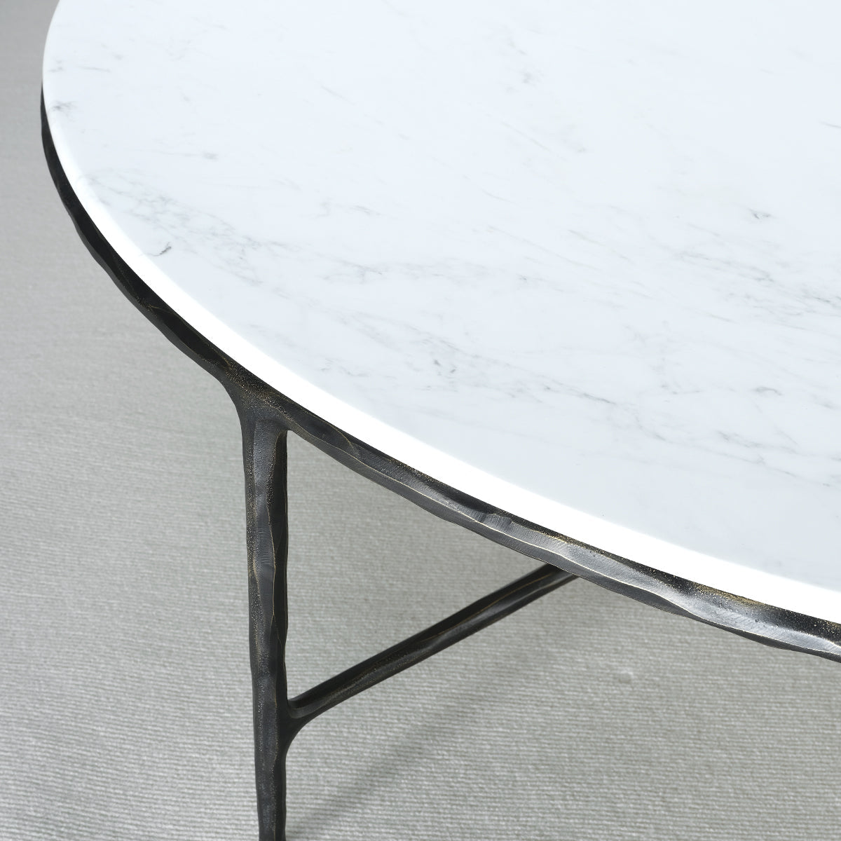 Thaddeus Forged Iron Marble Round Coffee Table 36" 55" - Lamp Modern