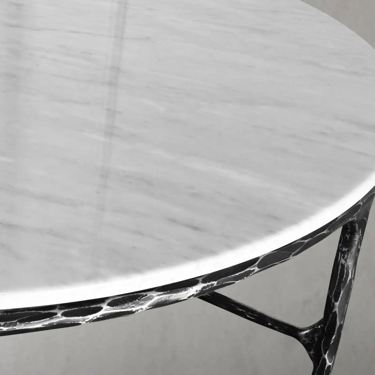 Hand-Forged Marble Round Coffee Table 55"D - Lamp Modern