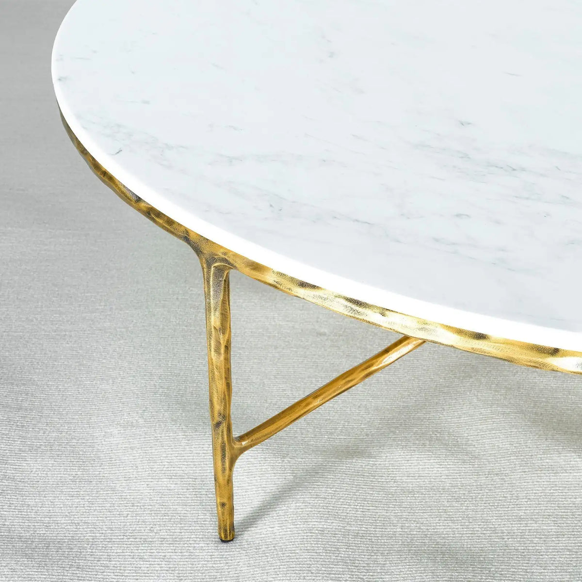 Hand-Forged Marble Round Coffee Table 55"D - Lamp Modern