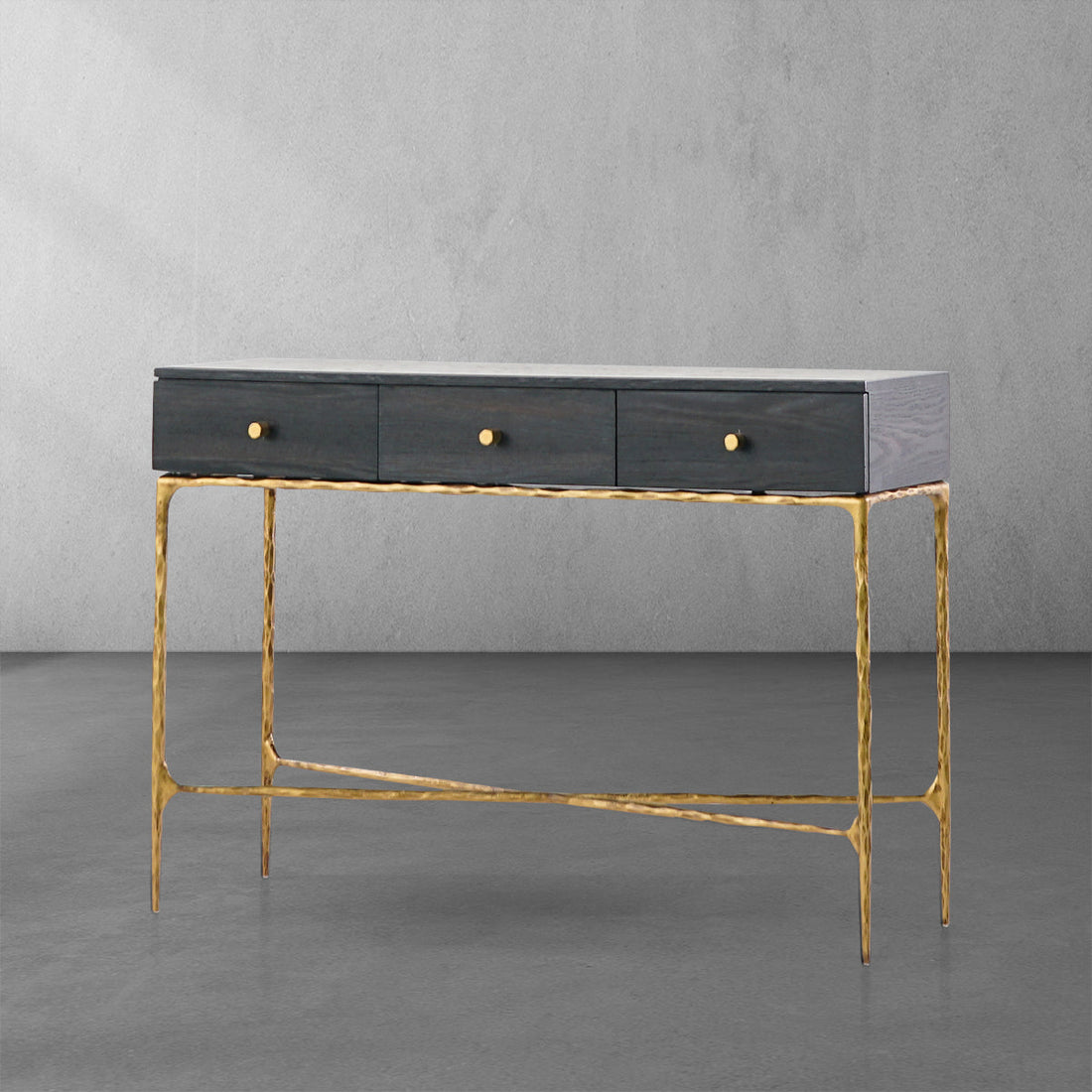 Vintage Forged 3 Drawer Desk - Lamp Modern