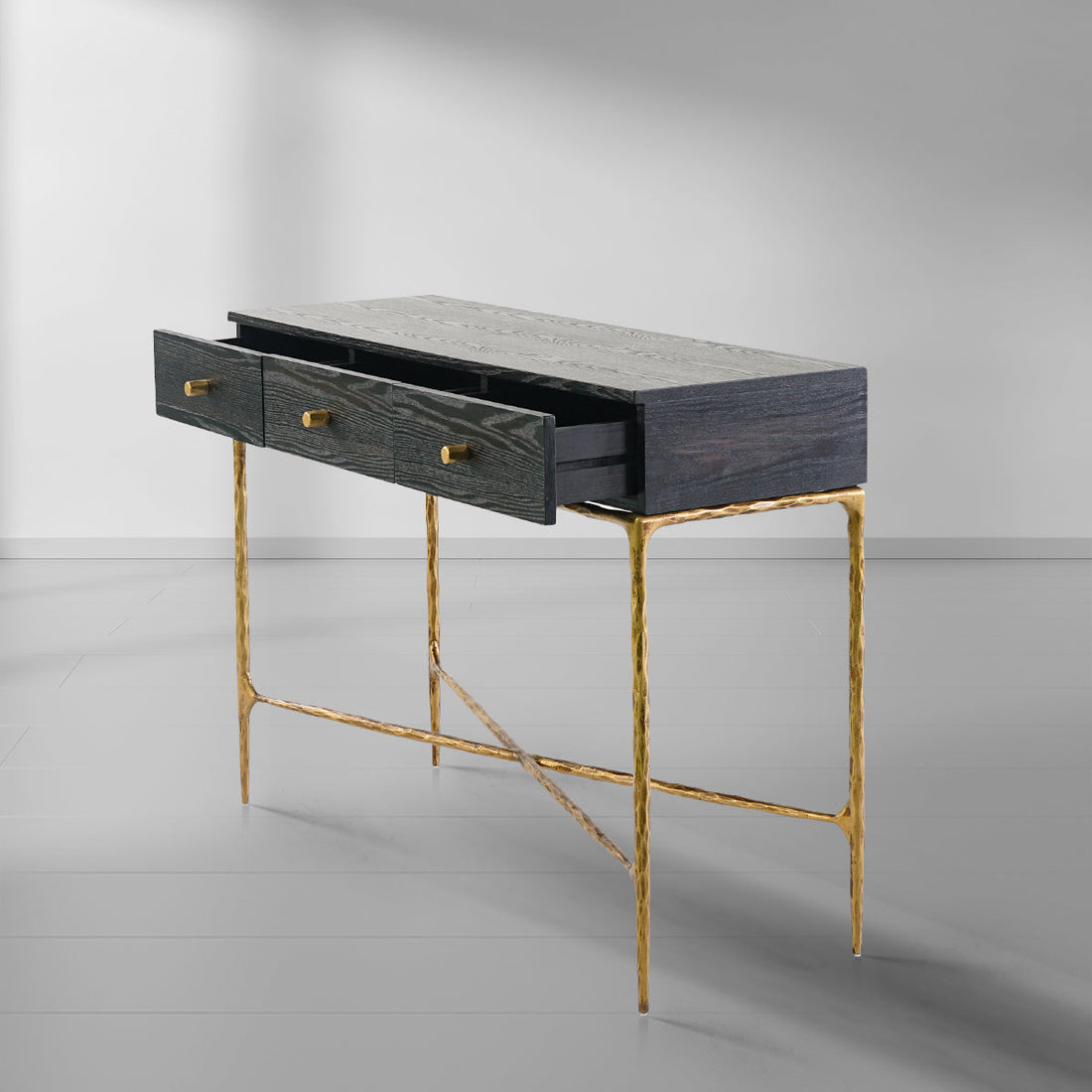 Vintage Forged 3 Drawer Desk - Lamp Modern