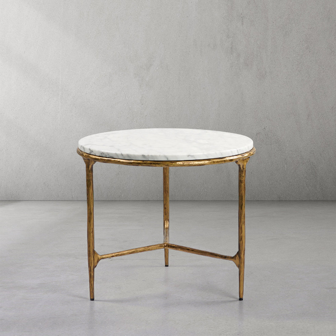 Thaddeus Forged Iron Marble Round Side Table 3 Table Leg 24"D - Lamp Modern
