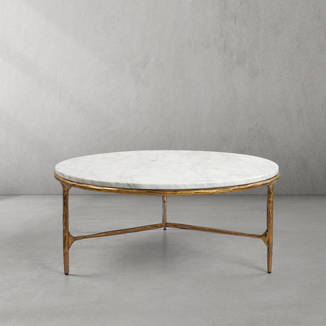 Thaddeus Forged Iron Marble Round Coffee Table 3 Table Legs 35" - Lamp Modern