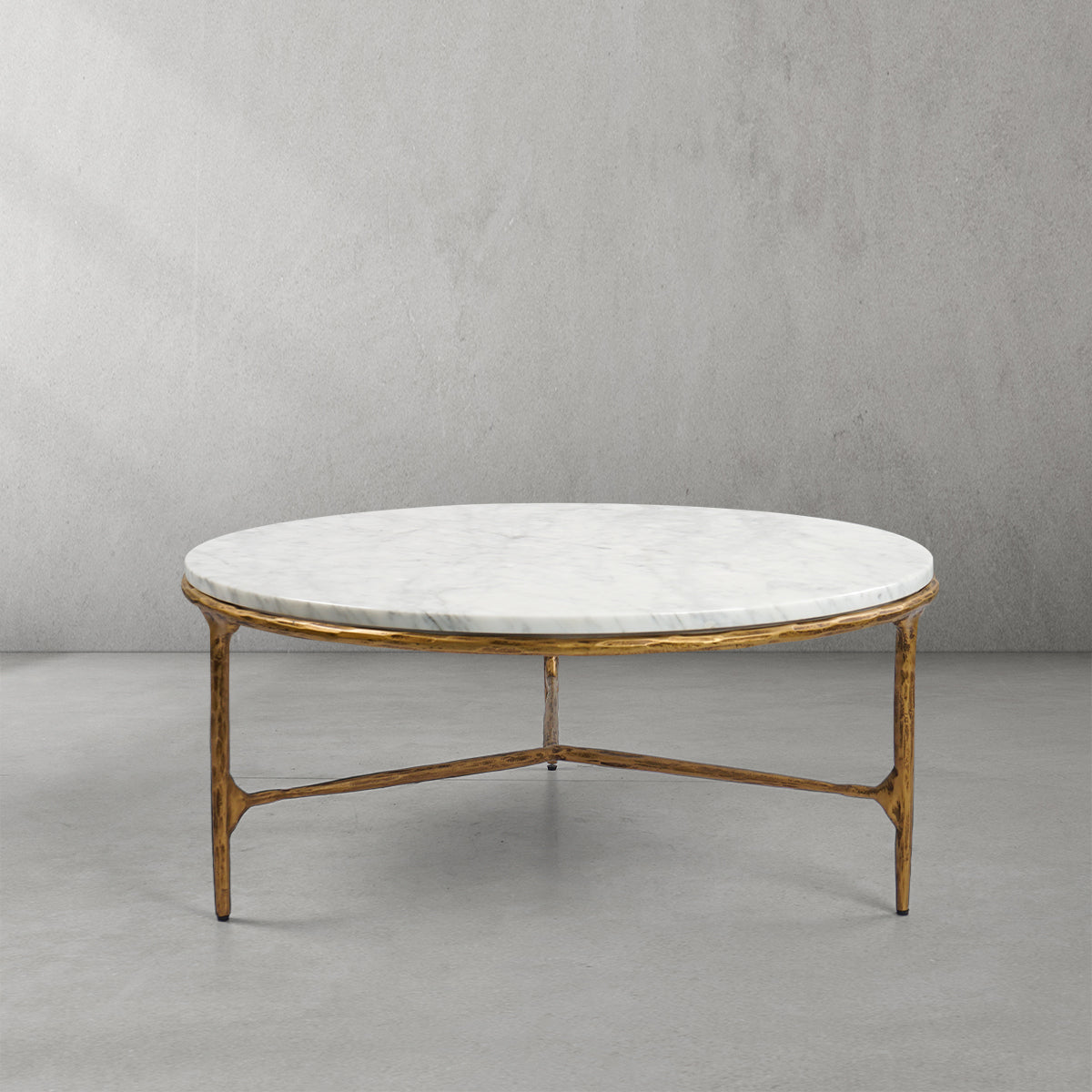 Thaddeus Forged Iron Marble Round Coffee Table 3 Table Legs 35" - Lamp Modern