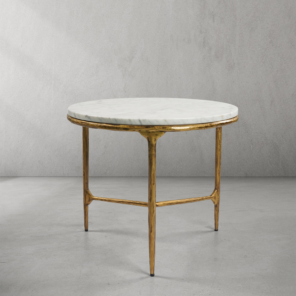 Thaddeus Forged Iron Marble Round Side Table 3 Table Leg 24"D - Lamp Modern