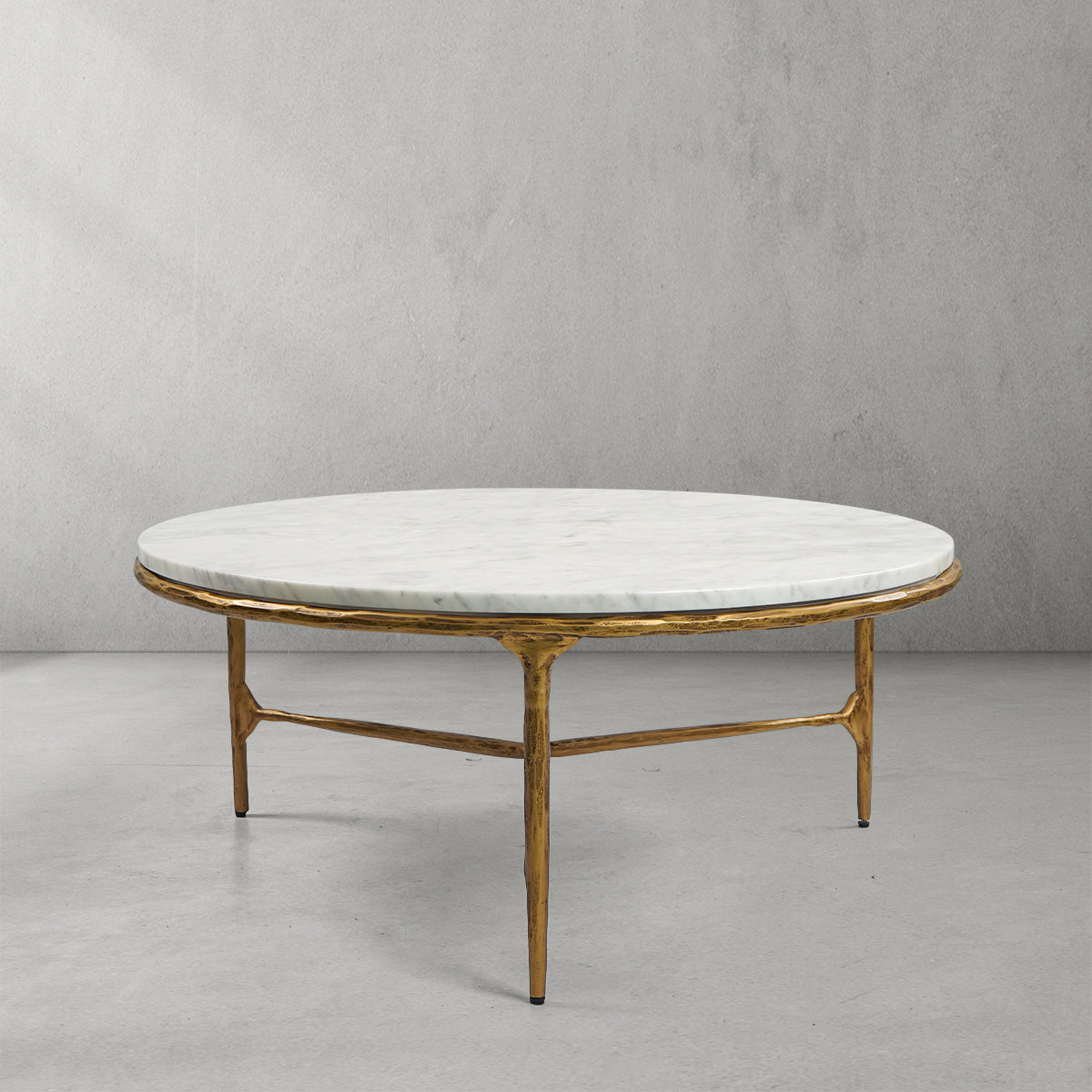 Thaddeus Forged Iron Marble Round Coffee Table 3 Table Legs 35" - Lamp Modern