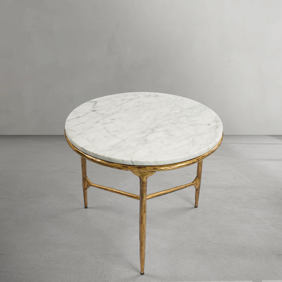 Thaddeus Forged Iron Marble Round Side Table 3 Table Leg 24"D - Lamp Modern