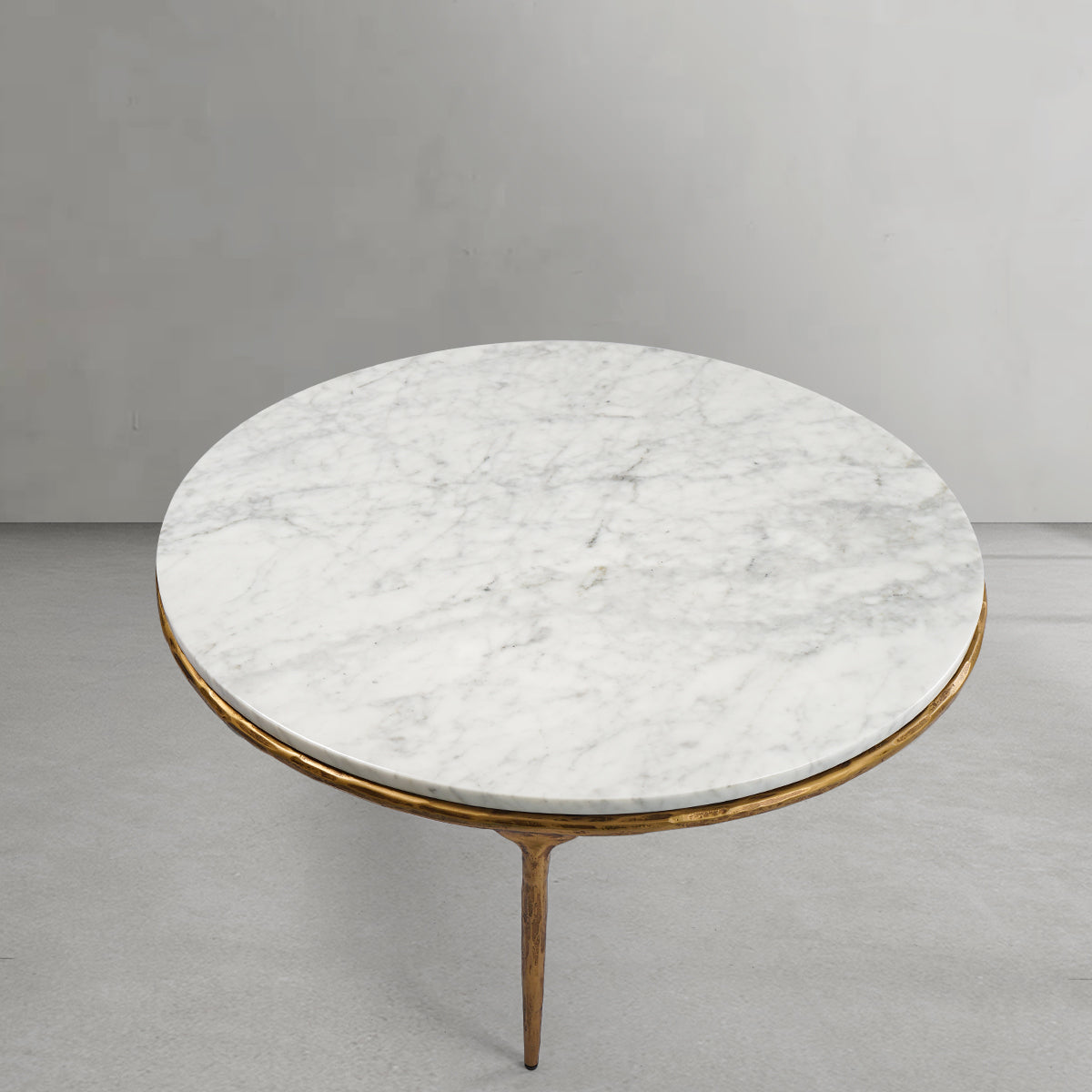 Thaddeus Forged Iron Marble Round Coffee Table 3 Table Legs 35" - Lamp Modern
