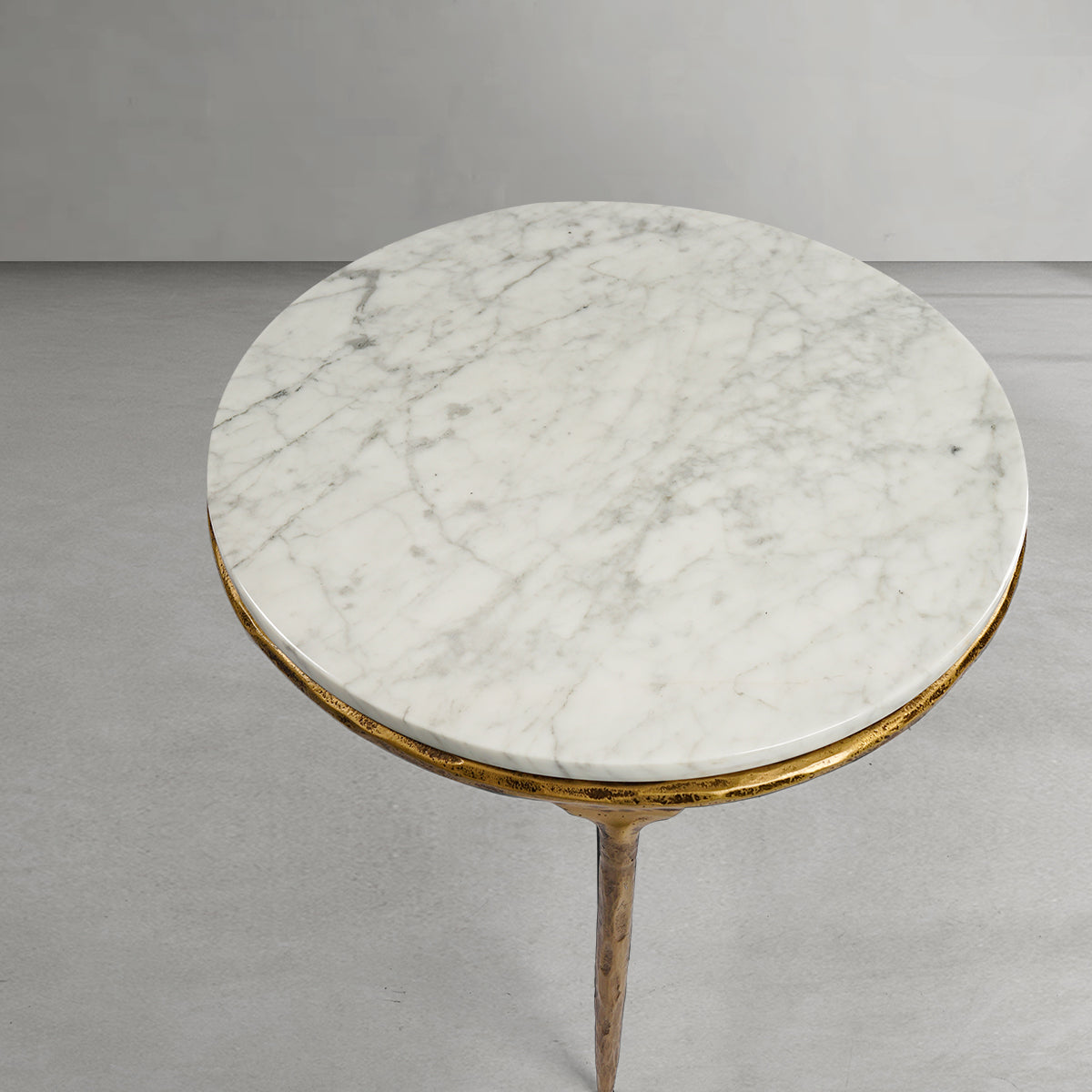 Thaddeus Forged Iron Marble Round Side Table 3 Table Leg 24"D - Lamp Modern