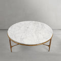 Thaddeus Forged Iron Marble Round Coffee Table 3 Table Legs 35