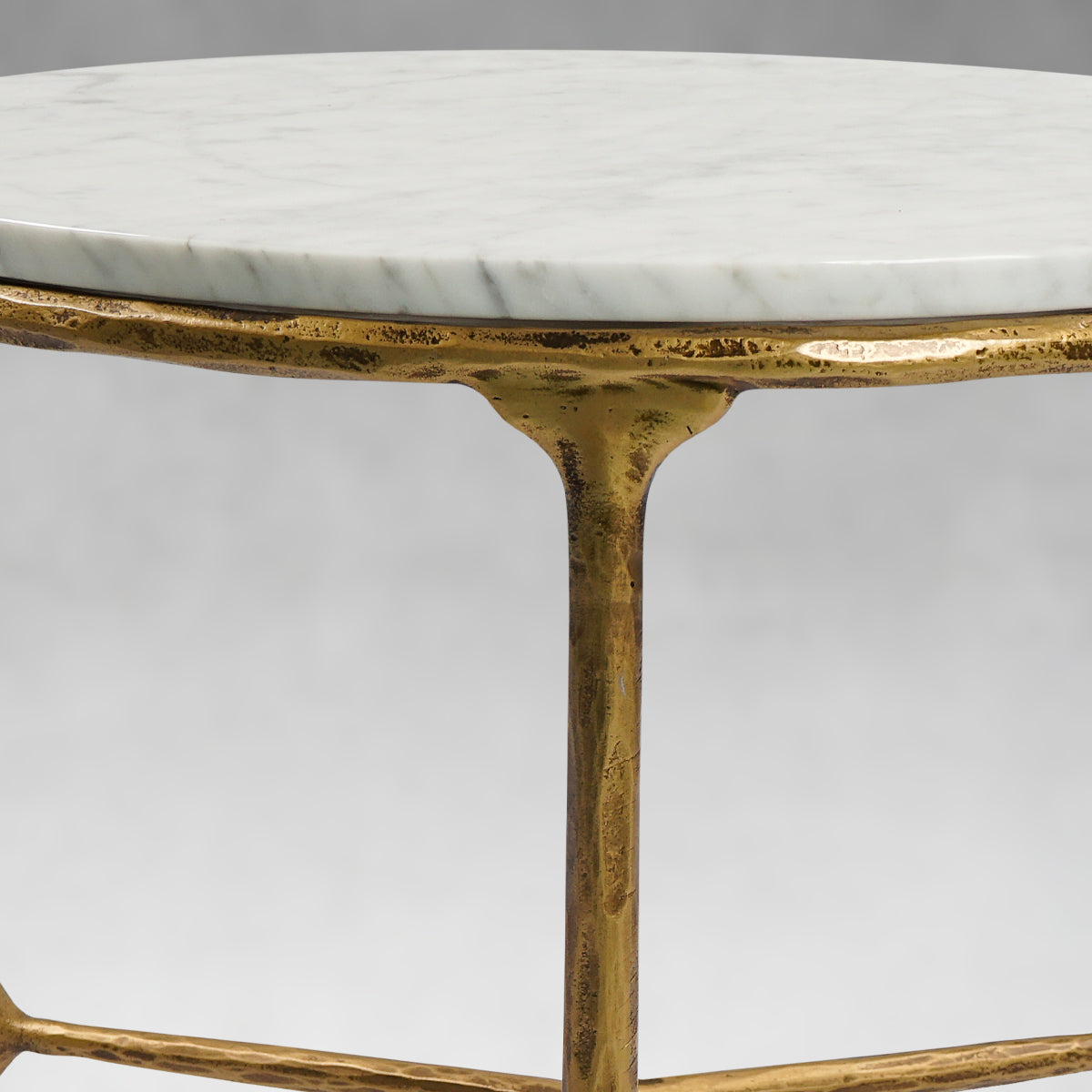 Thaddeus Forged Iron Marble Round Side Table 3 Table Leg 24"D - Lamp Modern