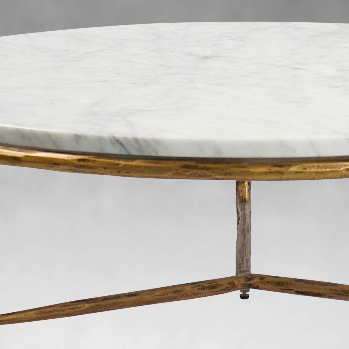 Thaddeus Forged Iron Marble Round Coffee Table 3 Table Legs 35" - Lamp Modern