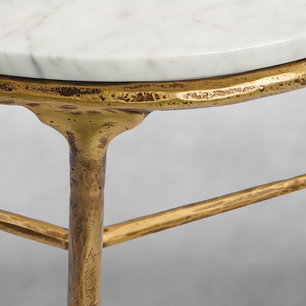 Thaddeus Forged Iron Marble Round Side Table 3 Table Leg 24"D - Lamp Modern