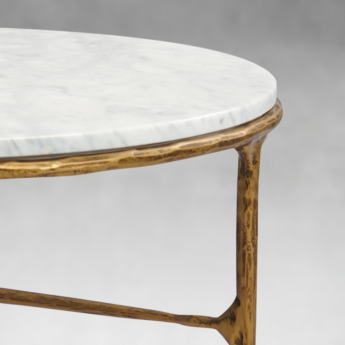 Thaddeus Forged Iron Marble Round Coffee Table 3 Table Legs 35" - Lamp Modern