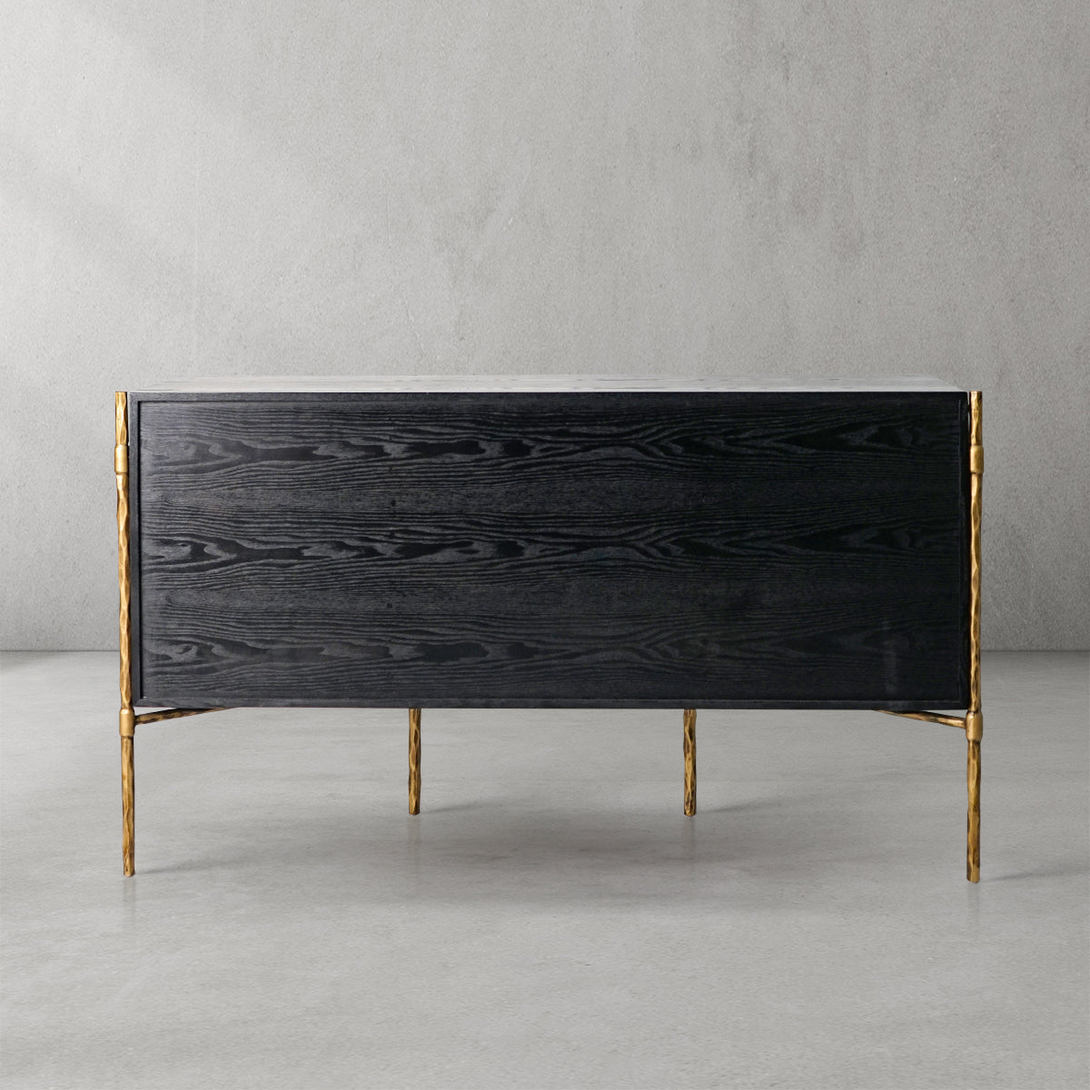 Vintage Forged Metal Frame Rattan Side Cabinet - Lamp Modern