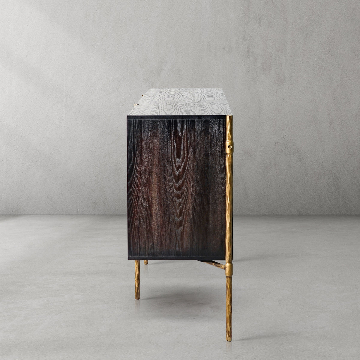 Vintage Forged Metal Frame Rattan Side Cabinet - Lamp Modern