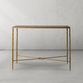 Thaddeus Forged Iron Metal Frame Elm Wood Console Table - Lamp Modern
