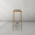 Thaddeus Forged Iron Metal Frame Elm Wood Console Table - Lamp Modern