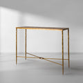 Thaddeus Forged Iron Metal Frame Elm Wood Console Table - Lamp Modern