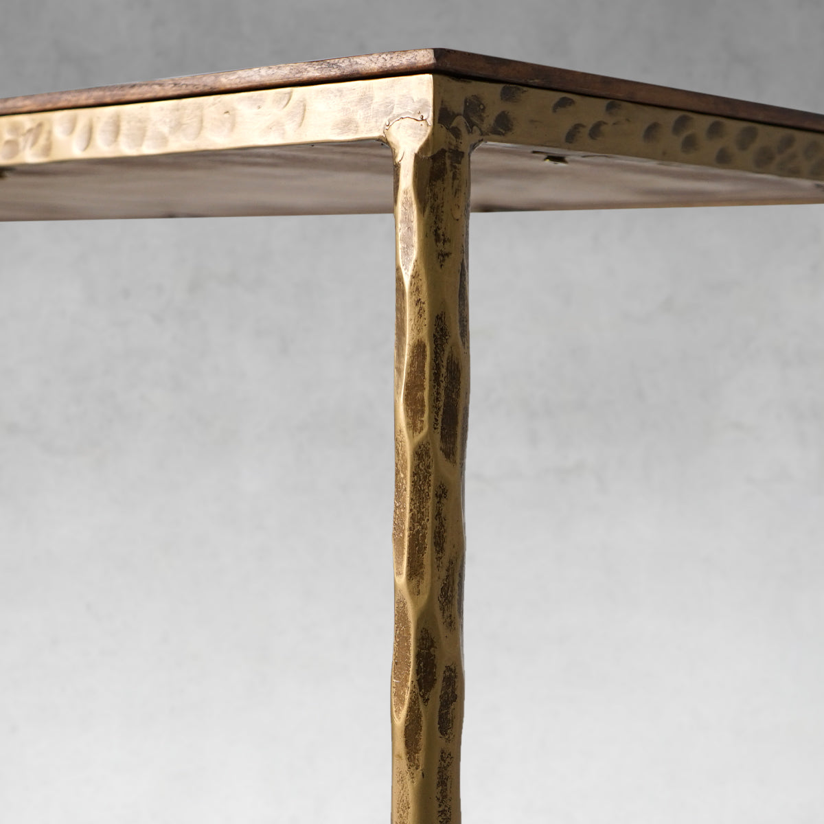 Thaddeus Forged Iron Metal Frame Elm Wood Console Table - Lamp Modern