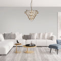 Aged Brass and Textured Glass Bouquet Style Large Chandelier
