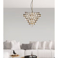 Aged Brass and Textured Glass Bouquet Style Large Chandelier