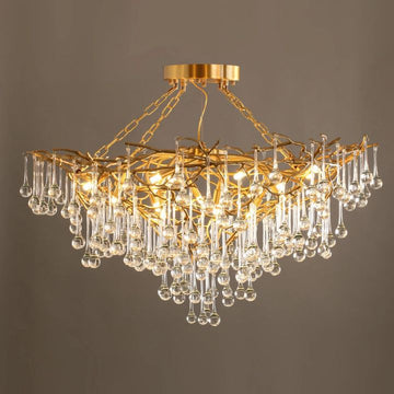 Arcadia Branch Brass Chandelier