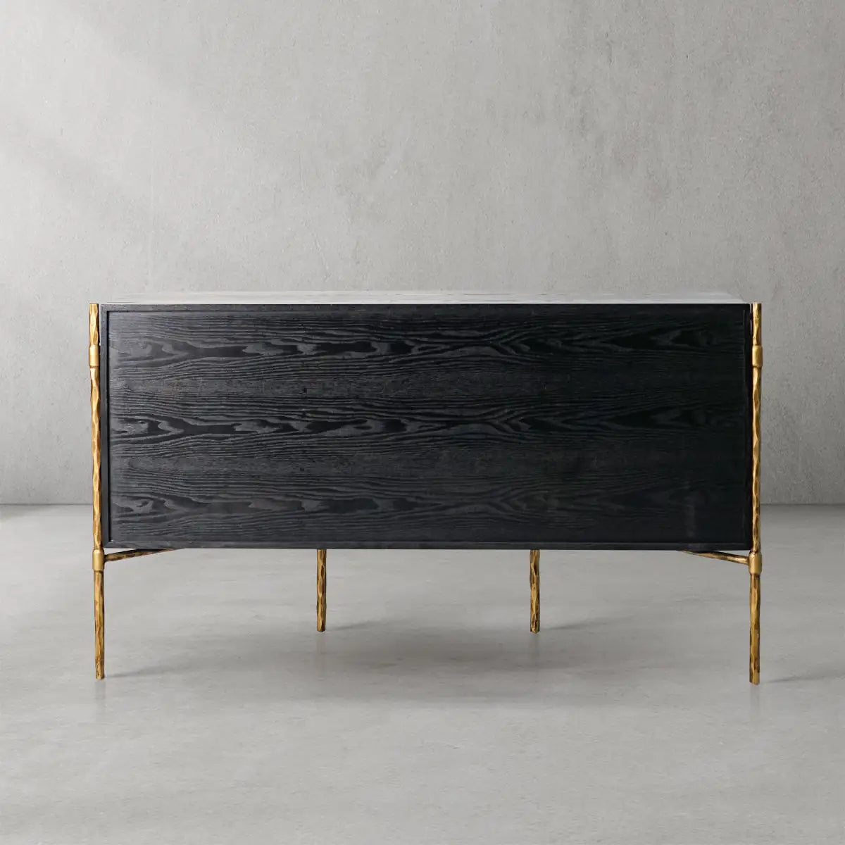 Hand-Forged Metal Frame Rattan Side Cabinet - Lamp Modern