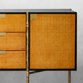 Hand-Forged Metal Frame Rattan Side Cabinet - Lamp Modern