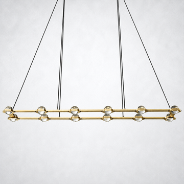 Dorian Crystal Ball Rectangular Chandelier 72"