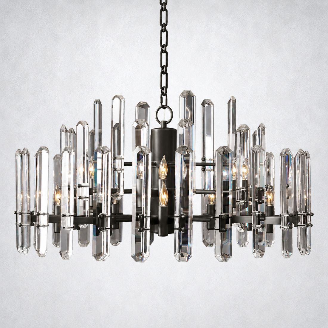 Bona K9 Crystal Prism Round Chandelier 36"