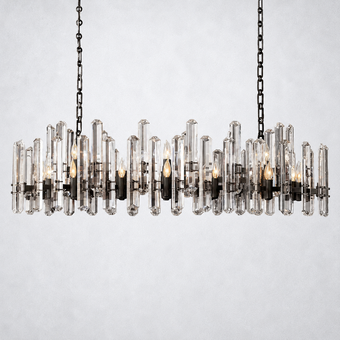 Bona K9 Crystal Prism Linear Chandelier 54"