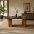 Calacius Dining Table Oxidized Steel Wood Industrial Artisanal Dining