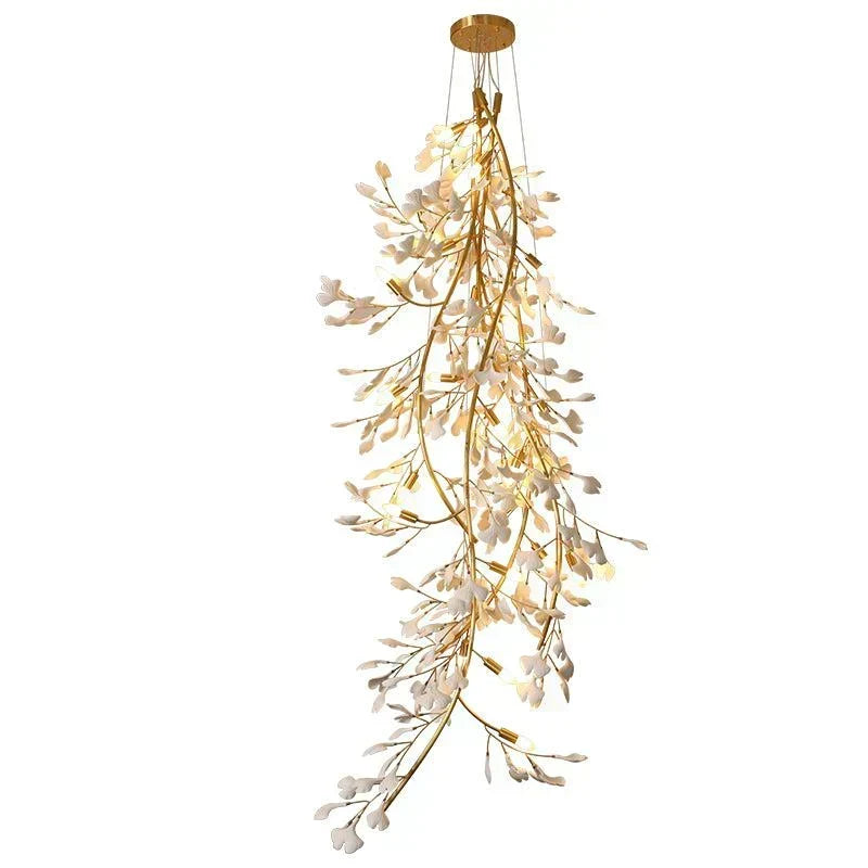 Ceramic Ginkgo Staircase  Long Branch Chandelier