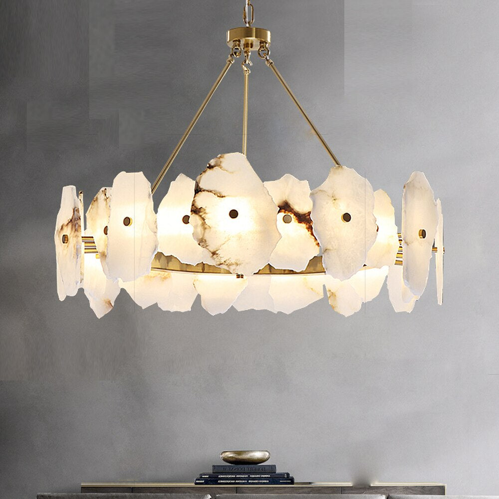 Moonta Alabaster Modern Round Chandelier