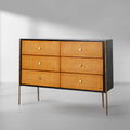 Hand-Forged Metal Frame Rattan 6-Drawer Side Cabinet - Lamp Modern