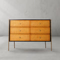 Hand-Forged Metal Frame Rattan 6-Drawer Side Cabinet - Lamp Modern