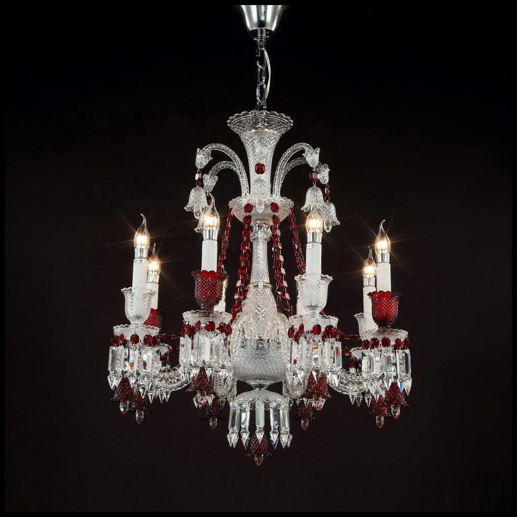 Bakala Red K9 Crystal Classic Chandelier 8 Lights For Living Room by Lamp Modern