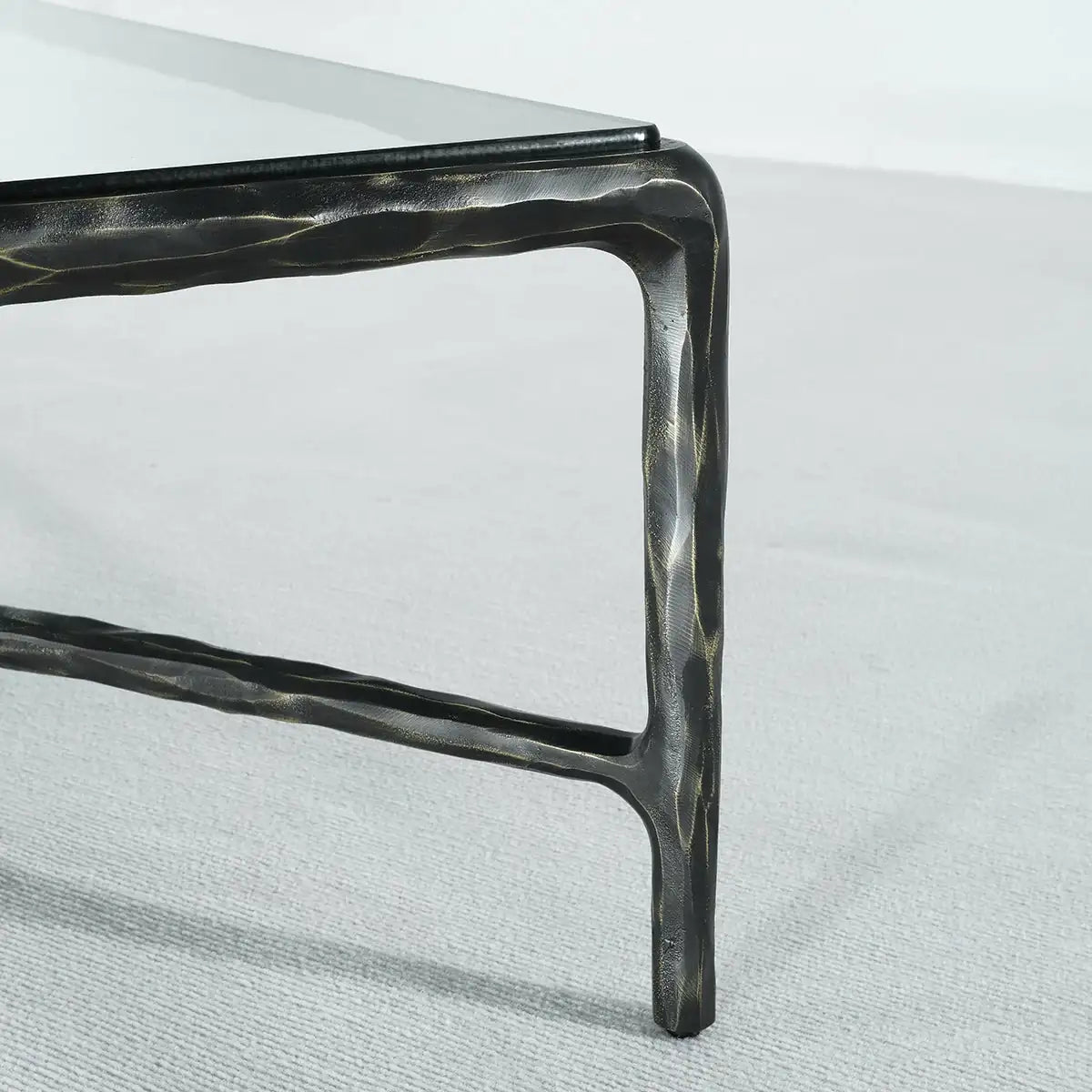 Hand-Forged Glass Rectangular Coffee Table - Lamp Modern