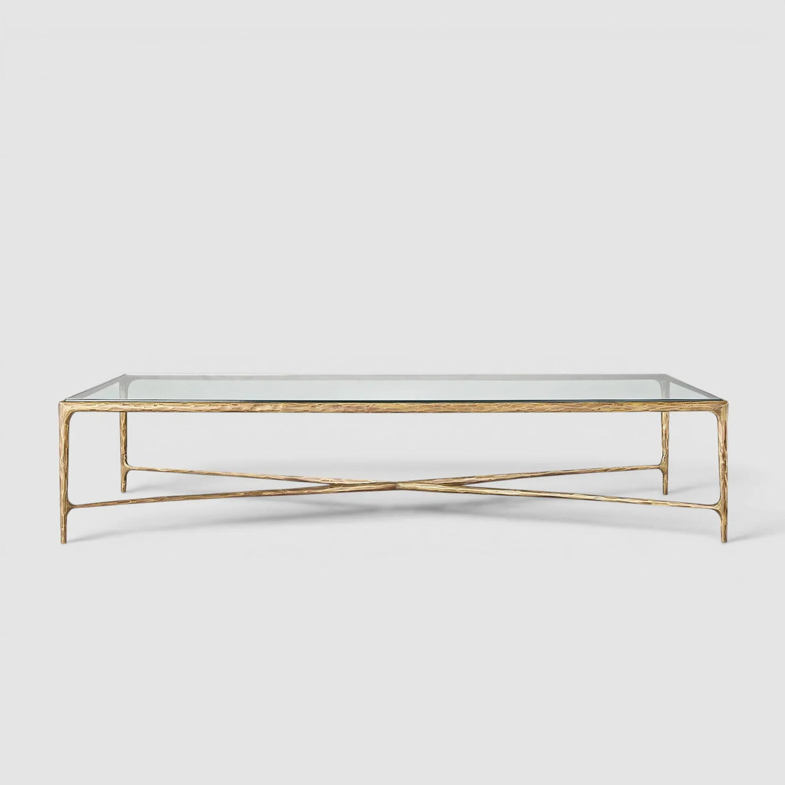 Hand-Forged Glass Rectangular Coffee Table - Lamp Modern